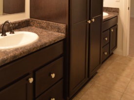 master bathroom with cabinet photo