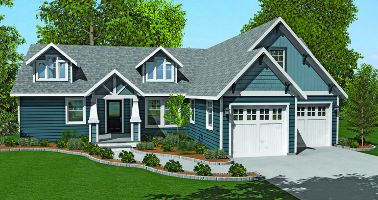 Pickford home plan showing two door garage option 