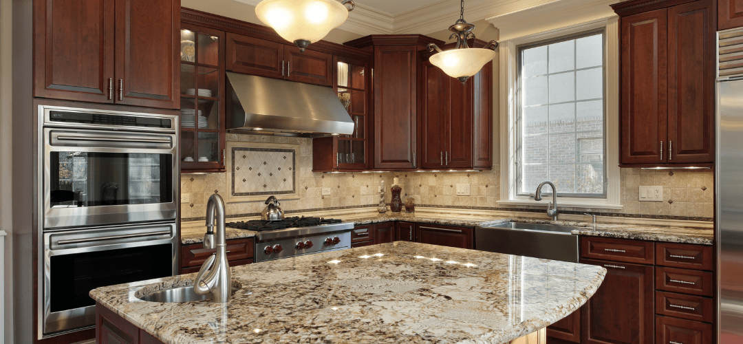 Modular house kitchen with granite countertops